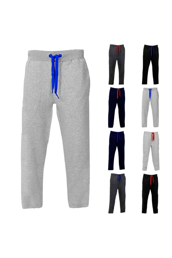 Mens Sweatpants Under $10 Open Bottom Elastic Waist Track Pants Baggy Wide Leg Casual Athletic Workout Sweat Pants with Pockets