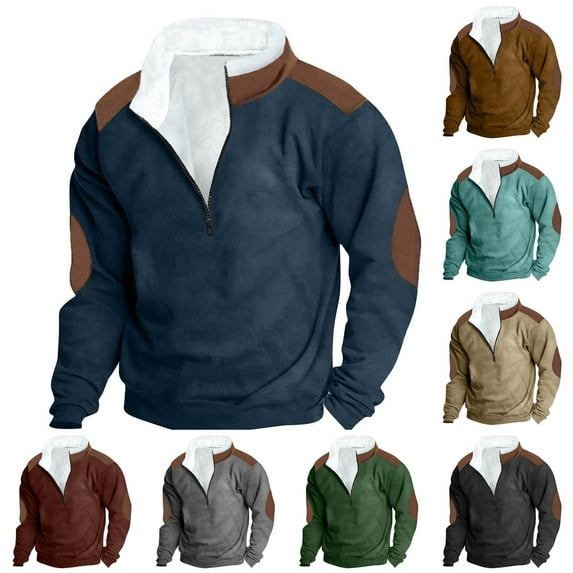 guisaled Mens Sweatshirt Half Zip Henley Neck Fleece Sweatshirts Long Sleeve Casual Lightweight Warm Fall Winter Oversized Pullovers Tops Christmas
