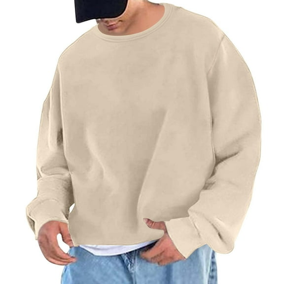 guisaled Mens Sweatshirts Crewneck Long Sleeve Lightweight Tops Fashion Solid Color Loose Casual Workout Pullover Shirt