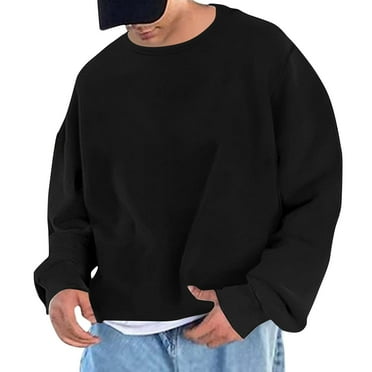 guisaled Mens Sweatshirts Crewneck Long Sleeve Lightweight Tops Fashion Solid Color Loose Casual Workout Pullover Shirt Deal of The Day