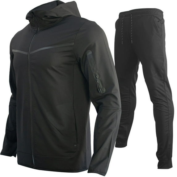 guisaled Mens Sweatsuit 2 Pieces Set Casual Jogging Athletic Hooded Tracksuit Full Zip Color Blocks Long Sleeve Jogging Outfits Clearance