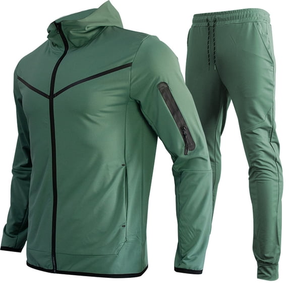 guisaled Mens Sweatsuit 2 Pieces Set Casual Jogging Athletic Hooded Tracksuit Full Zip Color Blocks Long Sleeve Jogging Outfits