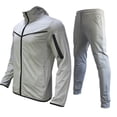 thumbnail image 1 of guisaled Mens Sweatsuit 2 Pieces Set Casual Jogging Athletic Hooded Tracksuit Full Zip Color Blocks Long Sleeve Jogging Outfits, 1 of 5