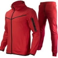 thumbnail image 1 of guisaled Mens Sweatsuit 2 Pieces Set Casual Jogging Athletic Hooded Tracksuit Full Zip Color Blocks Long Sleeve Jogging Outfits, 1 of 5