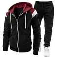 thumbnail image 1 of guisaled Mens Sweatsuit 2 Pieces Set Casual Jogging Athletic Hooded Tracksuits Long Sleeve Full Zip Color Blocks Workout Sportwear Outfit, 1 of 8