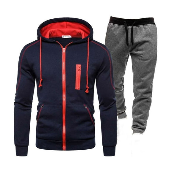guisaled Mens Sweatsuits 2 Piece Set Long Sleeve Jogging Tracksuit Full Zip Jackets And Athletic Pants Outfit Hooded Sweat Suits