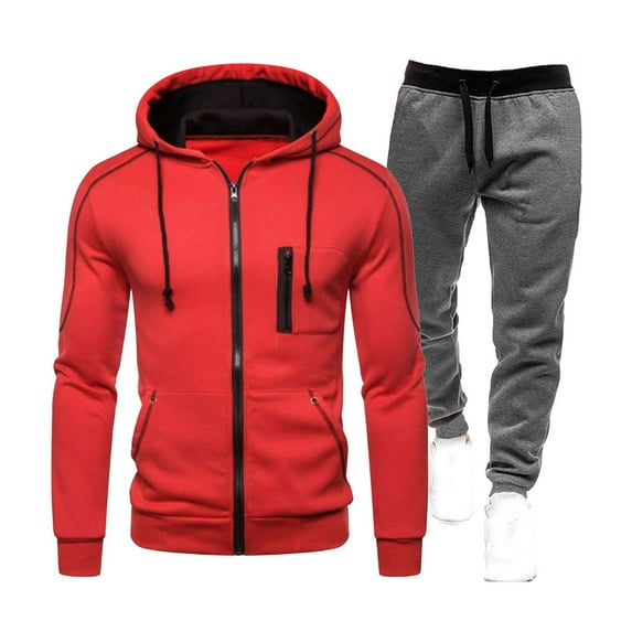guisaled Mens Sweatsuits 2 Piece Set Long Sleeve Jogging Tracksuit Full Zip Jackets And Athletic Pants Outfit Hooded Sweat Suits