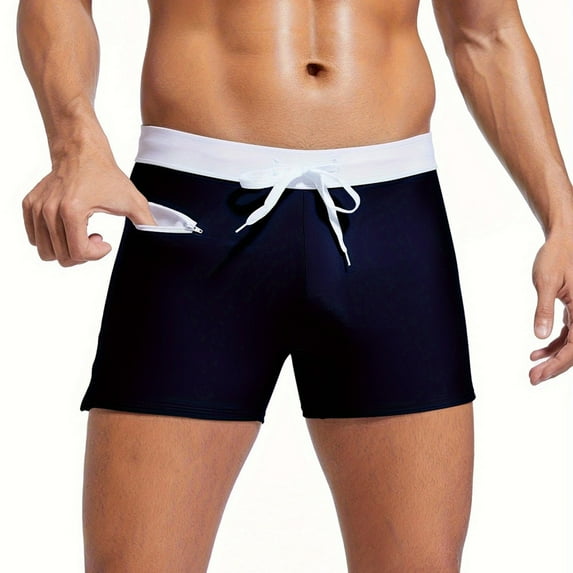 guisaled Mens Swim Jammers Square Leg Quick Dry Swim Trunks Drawstring Waisted Athletic Training Compression Swim Briefs