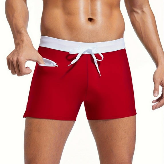 guisaled Mens Swim Jammers Square Leg Quick Dry Swim Trunks Drawstring Waisted Athletic Training Compression Swim Briefs