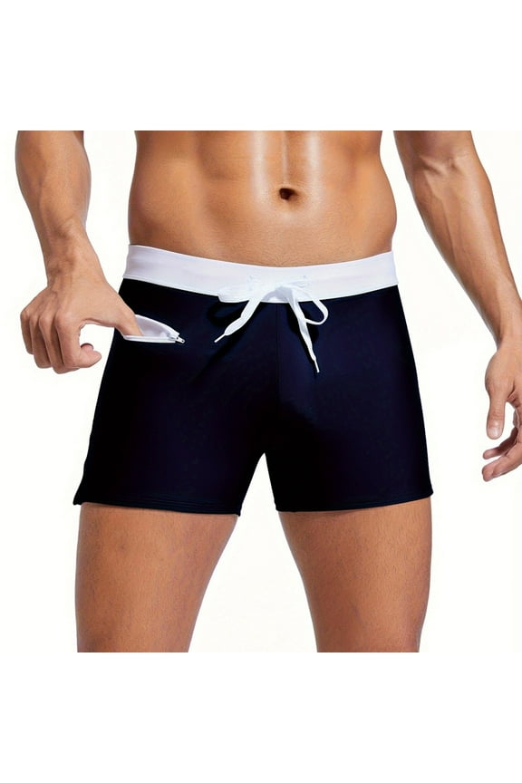 Mens Swim Jammers Square Leg Quick Dry Swim Trunks Drawstring Waisted Athletic Training Compression Swim Briefs Clothing