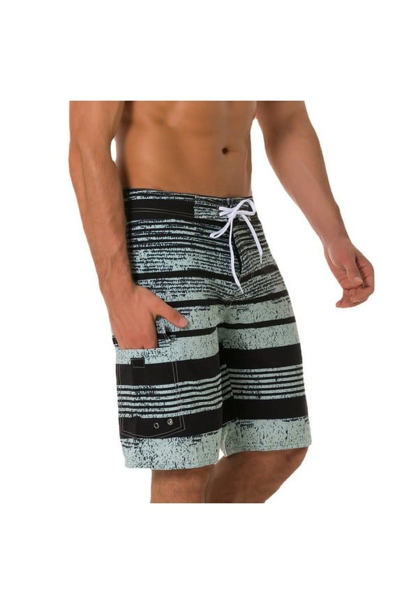 Mens Swim Trunks Board Shorts 7 Inch Inseam Summer Quick Dry Drawstring Waisted Beach Shorts Swimwear Bathing Suit