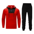 thumbnail image 1 of guisaled Mens Tracksuit 2 Piece Hoodie Jogging Sweatsuits Sets Casual Color Block Patchwork Running Sportwear Workout Sets for Men, 1 of 8