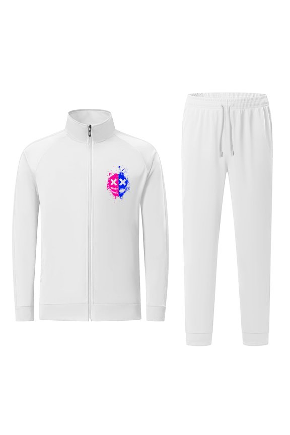 Mens Tracksuit 2 Piece Outfits Running Sports Suits Long Sleeve Full Zip Stand Collar Drawstring Warm Up Sweatsuits Jogger Sets