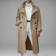 thumbnail image 1 of guisaled Mens Trench Coat Classic Fit Notch Lapel Double Breasted Long Trench Coats Fall Winter Windproof Casual Wool Blend Peacoat, 1 of 7