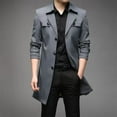 thumbnail image 1 of guisaled Mens Trench Coat Classic Slim Fit Single Breasted Long Windbreaker Jacket Wool Blend Notched Lapel Fall Winter Overcoat, 1 of 4