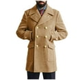 thumbnail image 1 of guisaled Mens Trench Coat Notch Lapel Slim Fit Double Breasted Trendy Pea Coat Wool Blend Long Solid Fall Winter Windproof Overcoat, 1 of 6