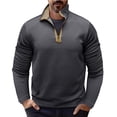 thumbnail image 1 of guisaled Mens Vintage Sweatshirts Solid Color Light Casual Pullover Tops Long Sleeve Half Zip Stand Collar Patterned Casual Sweatshir, 1 of 6