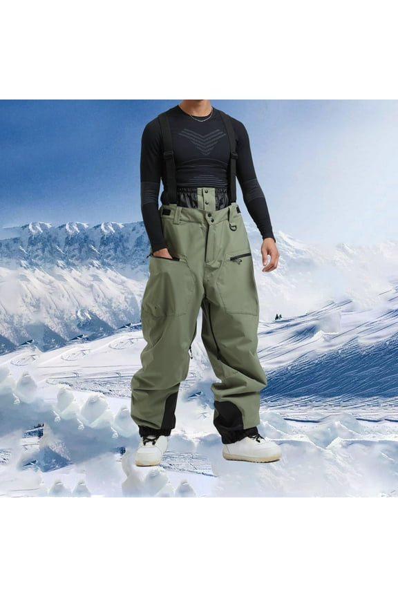 Mens Waterproof Snow Bibs Baggy Ski Pants Snowboard Overall Winter Insulated Windproof Thicken Warm Snow Pants
