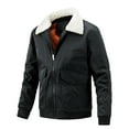 thumbnail image 1 of guisaled Mens Winter Jacket Warm Thicken Sherpa Lined Bomber Jacket Lapel Collar Trucker Military Coat wiht Multi Pockets s, 1 of 8