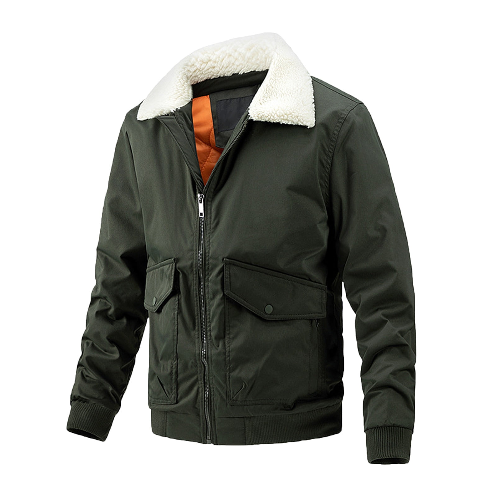 Men's Black Sherpa-Lined Winter Bomber Jacket - Warm Fleece Coat for Ultimate Comfort and Style