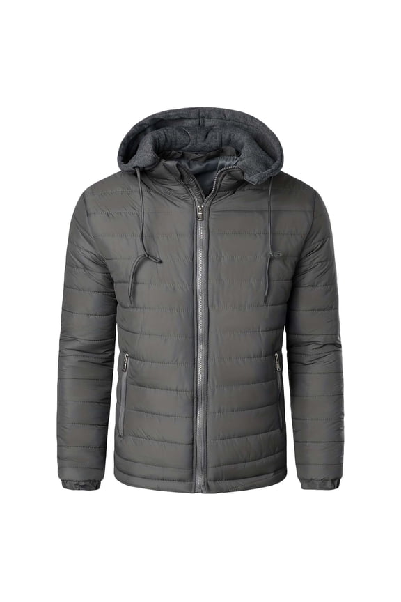 Mens Winter Jackets Lightweight Fashion Solid Color Quilted Insulated Down Coats Hooded Zip Up Padded Packable Puffer Jacket