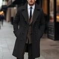 thumbnail image 1 of guisaled Mens Woolen Trench Coat Double Breasted Windbreaker Jackets Solid Regular Fit Thicken Lapel Business Pea Coat, 1 of 6