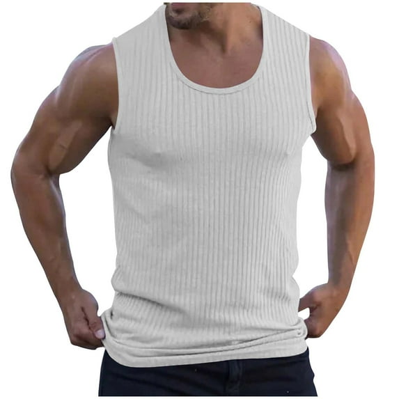 guisaled Mens Workout Tank Top Ribbed Knit Sleeveless Gym Muscle T Shirts Slim Fit Strech Fitness Bodybuilding Tank Tops Valentines Day s