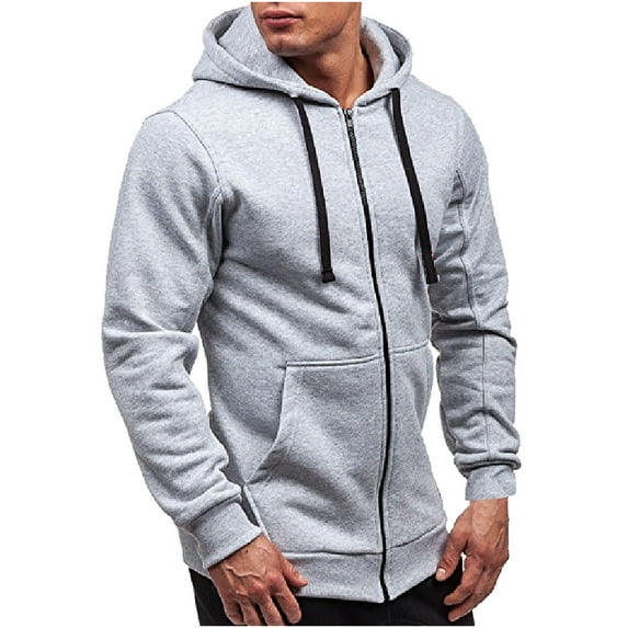 guisaled Mens Zip Up Hoodies Cotton Comfrt Hooded Sweatshirt Slim Fit Athletic Fleece Hoodie Long Sleeve Drawstring Pullover Tops
