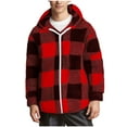 thumbnail image 1 of guisaled Plaid Jacket Men Hoodie Button Down Flannel Fleece Jackets Soft Warm Fuzzy Warm Winter Coats Faux Fur Sherpa Jacket, 1 of 6