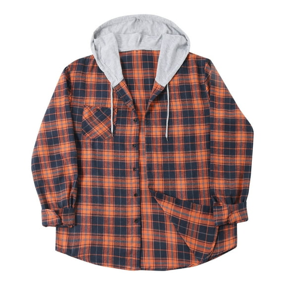 guisaled Plaid Shirts for Men Big and Tall Button Down Cotton Long Sleeve Casual Hoodie Shirts Slim Regular Fit Business Lightweight Tops Christmas