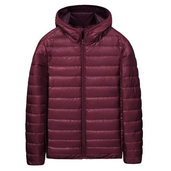 guisaled Quilted Jackets for Men Winter Warm Lightweight Puffer Jackets Zip Up Hooded Puffy Down Coats Outdoor Snow Ski Jackets