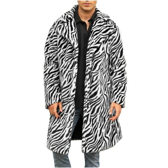 guisaled Faux Fur Coat Men, Mens Faux Fur Jackets Vintage Classic Trench Coat Jacket Open Front Lapel Fluffy Long Winter Coats