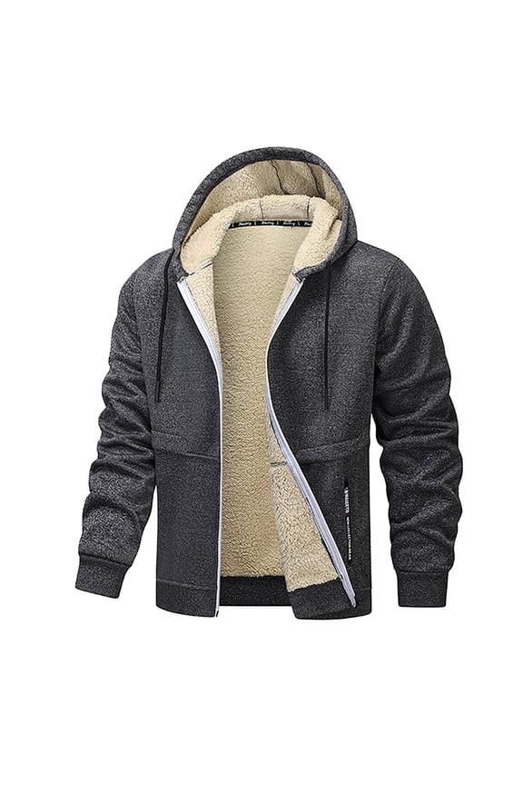 Winter Coats for Men Thicken Warm Sherpa Lined Hooded Jackets Full Zipper Fuzzy Fleece Jacket Outwear With Pockets