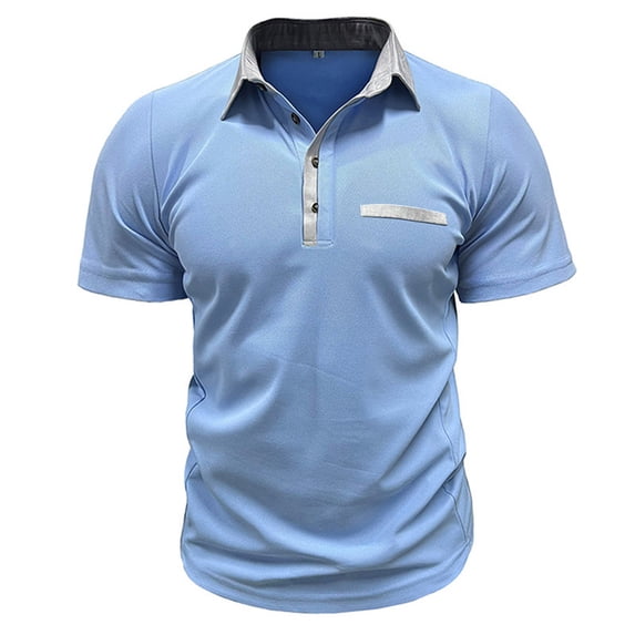 guisaled Short Sleeve Shirts for Men Button Down Casual Henley Neck Golf Shirt Lightweight Quick Dry Lapel Collar Dress Shirts