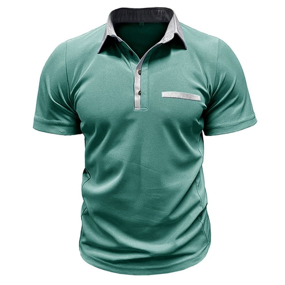 guisaled Short Sleeve Shirts for Men Button Down Casual Henley Neck Golf Shirt Lightweight Quick Dry Lapel Collar Dress Shirts