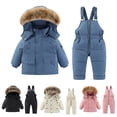 thumbnail image 1 of guisaled Snowsuit for Kids Puffer Jackets and Snow Bib Pants Snow Suits 2 Piece Sets Solid Windproof Waterproof Ski Suits for Boys Girls Clearance, 1 of 8