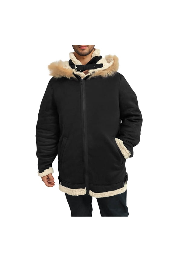 Suede Jacket Men Shearling Faux Leather Sherpa Lined Winter Coats Sheepskin Jacket Plush Reversed Collar Vintage Western Jacket