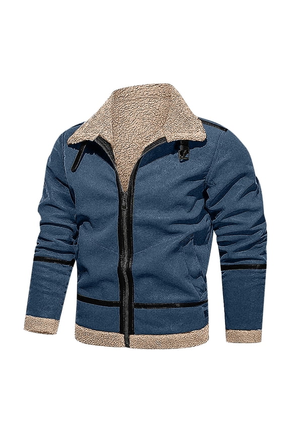 Suede Jacket Men Zipper Lapel Collar Sherpa Lined Jackets Winter Warm Thicken Fleece Jacket Military Tactical Jacket s 2025