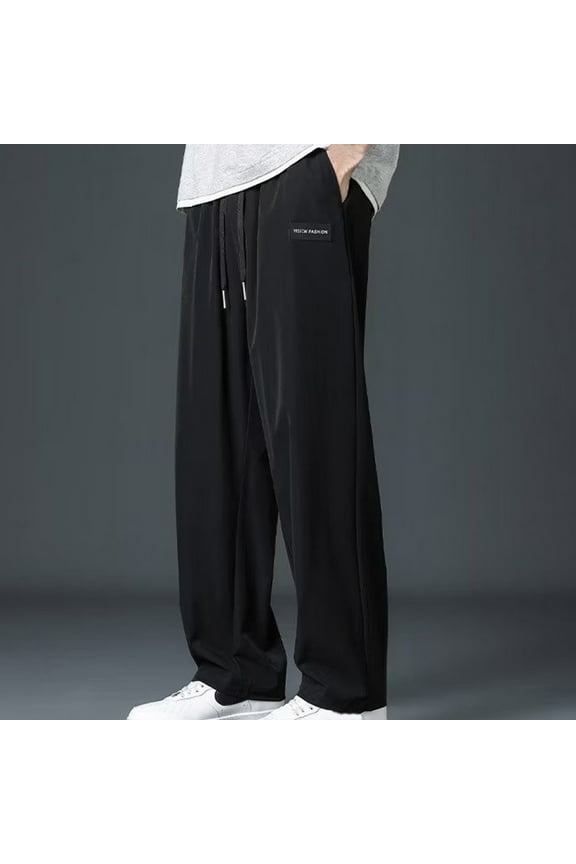 Summer Casual Pants for Men Elastic Waist Wide Leg Plazzo Pants Big and Tall Baggy Comfort Trousers Pants with Pockets