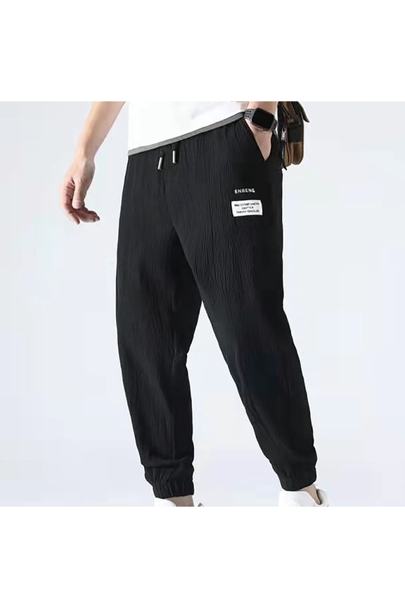 Summer Pants for Men Casual Lightweight Cool Quick Dry Athletic Pants Big and Tall Casual Elastic Bottom Tapered Jogger Pants with Pockets