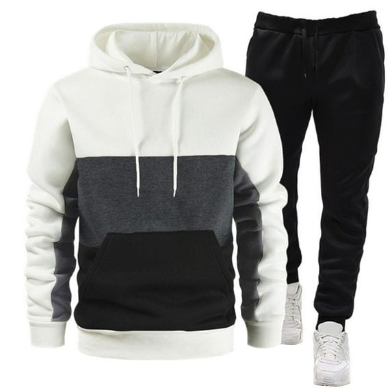 guisaled Sweatsuit 2 Piece Set for Men Casual Colorblock Jogging Tracksuit Athletic Pullover Hooded Sweatshirt And Sport Pants