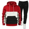thumbnail image 1 of guisaled Sweatsuit 2 Piece Set for Men Casual Colorblock Jogging Tracksuit Athletic Pullover Hooded Sweatshirt And Sport Pants, 1 of 5