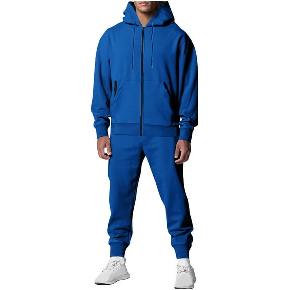 guisaled Sweatsuits for Men 2 Piece Sets Full Zip Hoodie And Jogger Pants Tracksuits Solid Long Sleeve Oversized Athletic Outfits