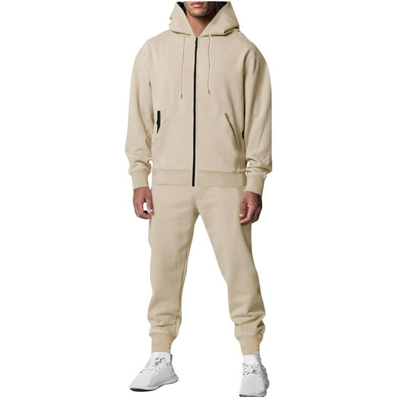 guisaled Sweatsuits for Men 2 Piece Sets Full Zip Hoodie And Jogger Pants Tracksuits Solid Long Sleeve Oversized Athletic Outfits