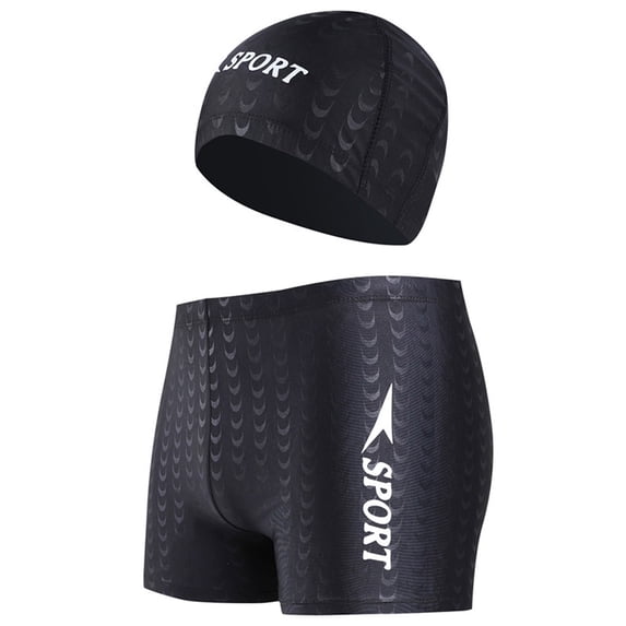 guisaled Swim Jammers for Men with Swimming Cap Athletic Training Swimwear Durable Team Lap Swimming Racing Competition