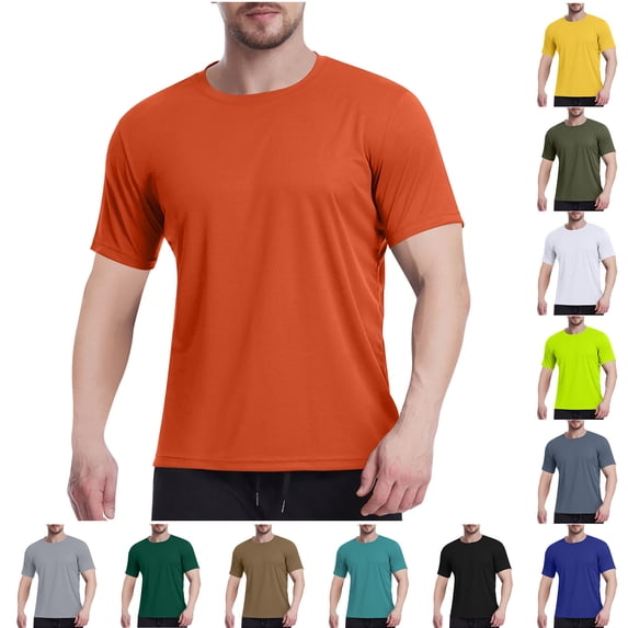 guisaled T Shirts for Men Short Sleeve Crew Neck Workout Tops Classic Solid Color Basic Essentials Quick Dry Regular Fit Golf Shirts