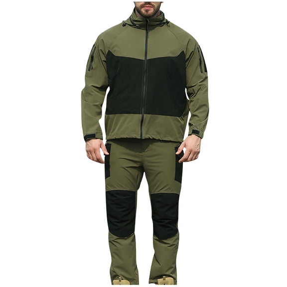 guisaled Tactical Camo Track Suits for Men Set Outdoor Hunting Uniform Full Zip Sweatsuits Jacket And Pants Set Outfits 2 Piece Sets