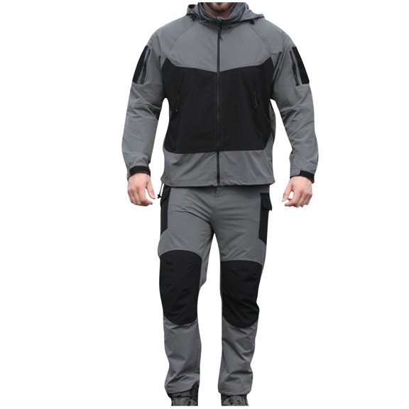 guisaled Tactical Camo Track Suits for Men Set Outdoor Hunting Uniform Full Zip Sweatsuits Jacket And Pants Set Outfits 2 Piece Sets