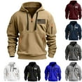 thumbnail image 1 of guisaled Tactical Hoodies for Men Quarter Zip Pullover Tops Long Sleeve Casual Cargo Hooded Sweatshirts American Flag Graphic Hoodies Christmas, 1 of 5