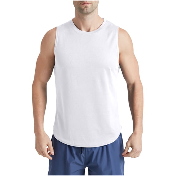 guisaled Tank Tops for Men Workout Gym Athletic Muscle T Shirts Cut Off Sleeveless Crewneck Strech Quick Dry Training Tank Top